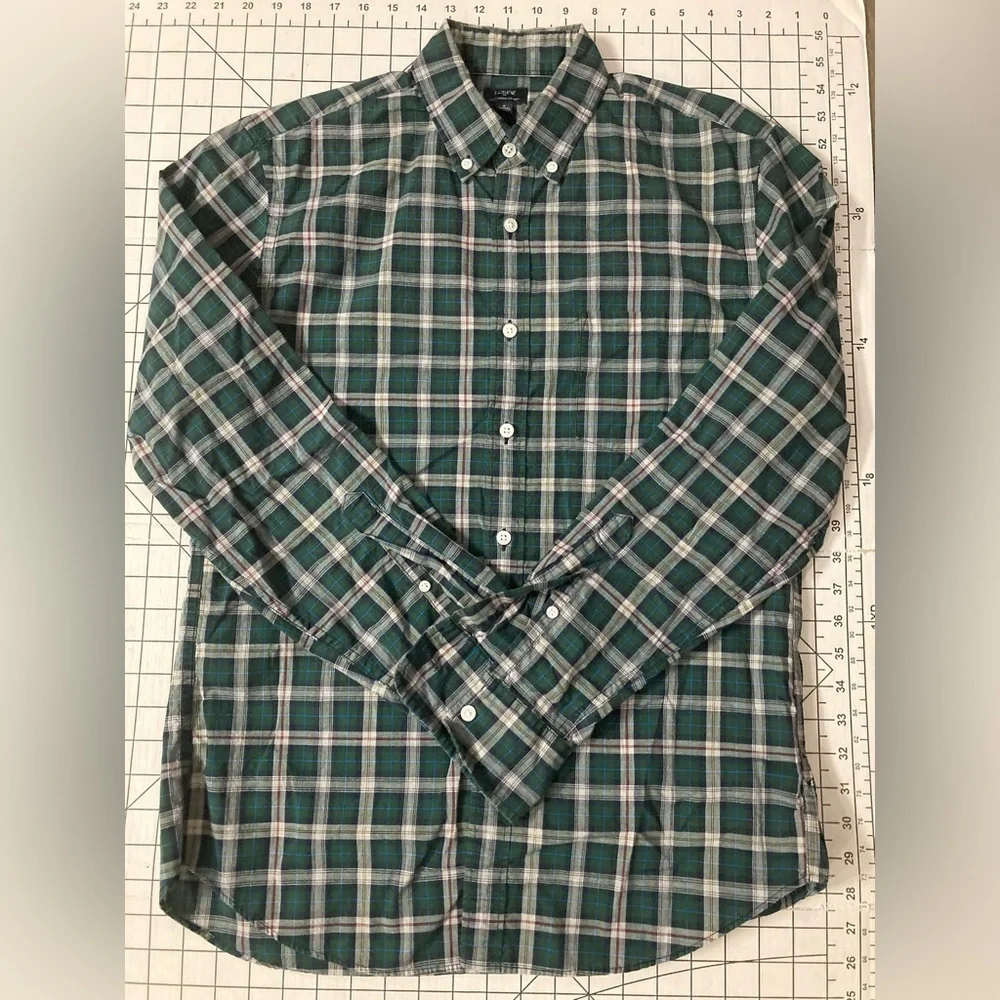 J. Crew Men’s‎ Medium Plaid Heathered Cotton Button Down Shirt